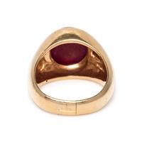 SYNTHETIC STAR RUBY AND DIAMOND RING