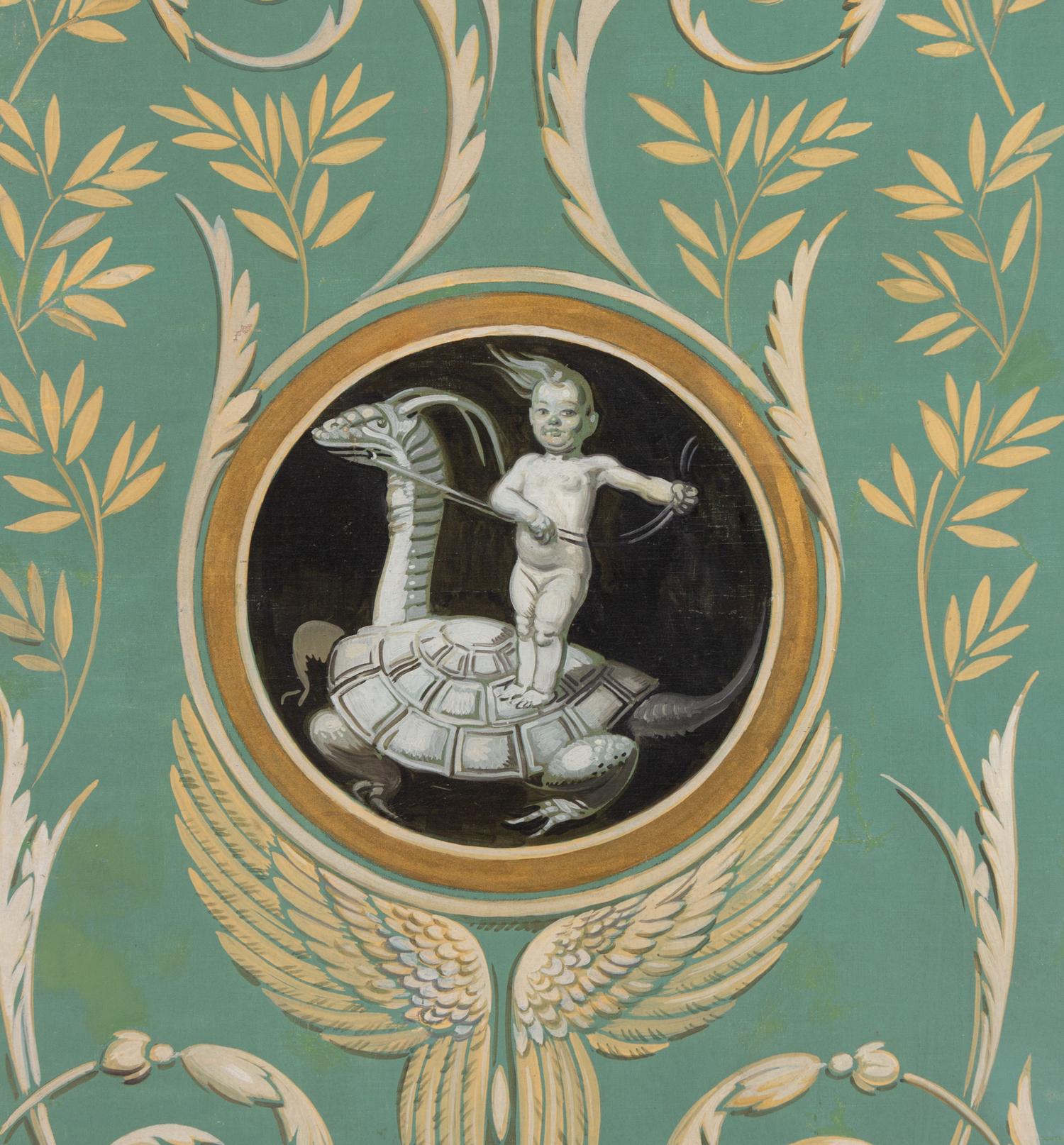 A Neoclassical Painted Canvas Panel