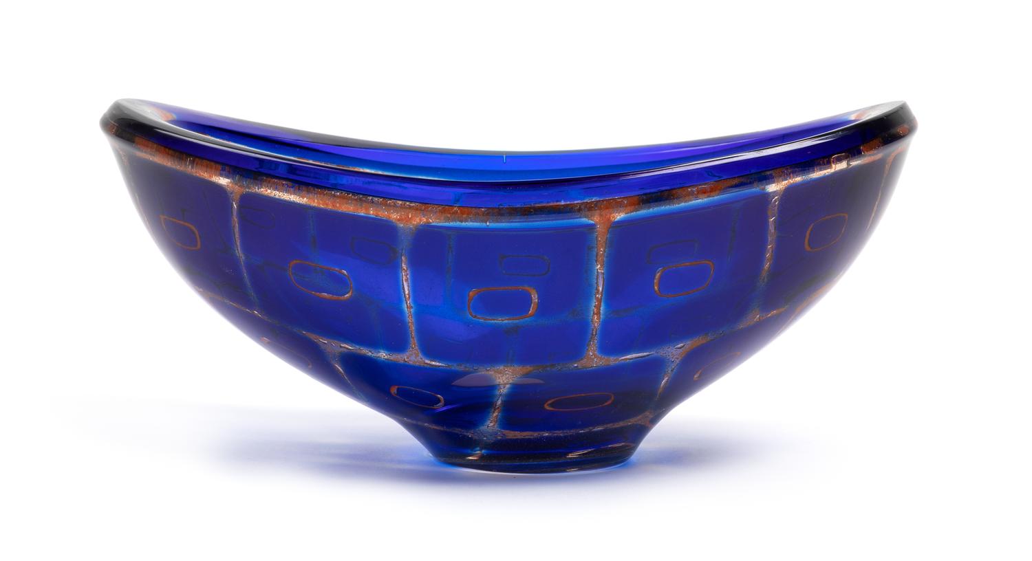 Sven Palmqvist, (Swedish, 1906-1984), Orrefors, c. 1950's a Ravenna Navette, No. 1485 bowl