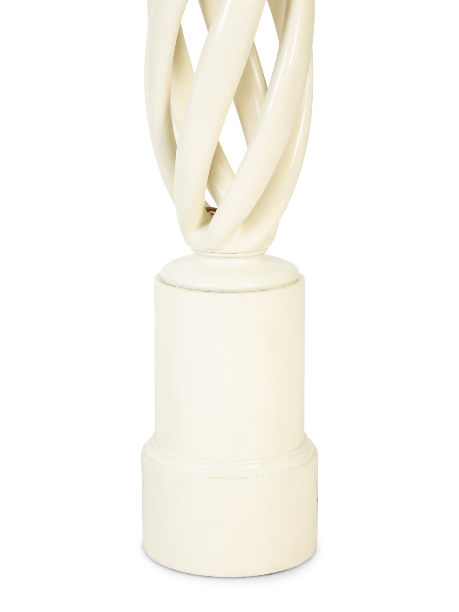 A Pair of Mid-Century Modern White Swirl Lamps Attributed to James Mont — MID-2OTH CENTURY