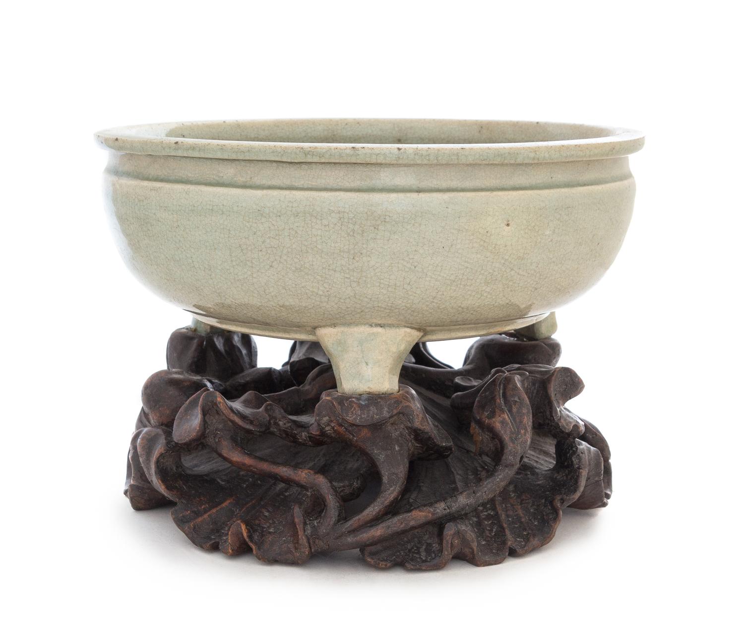 A Celadon Glazed Porcelain Incense Burner Diameter 11 inches. — MING DYNASTY