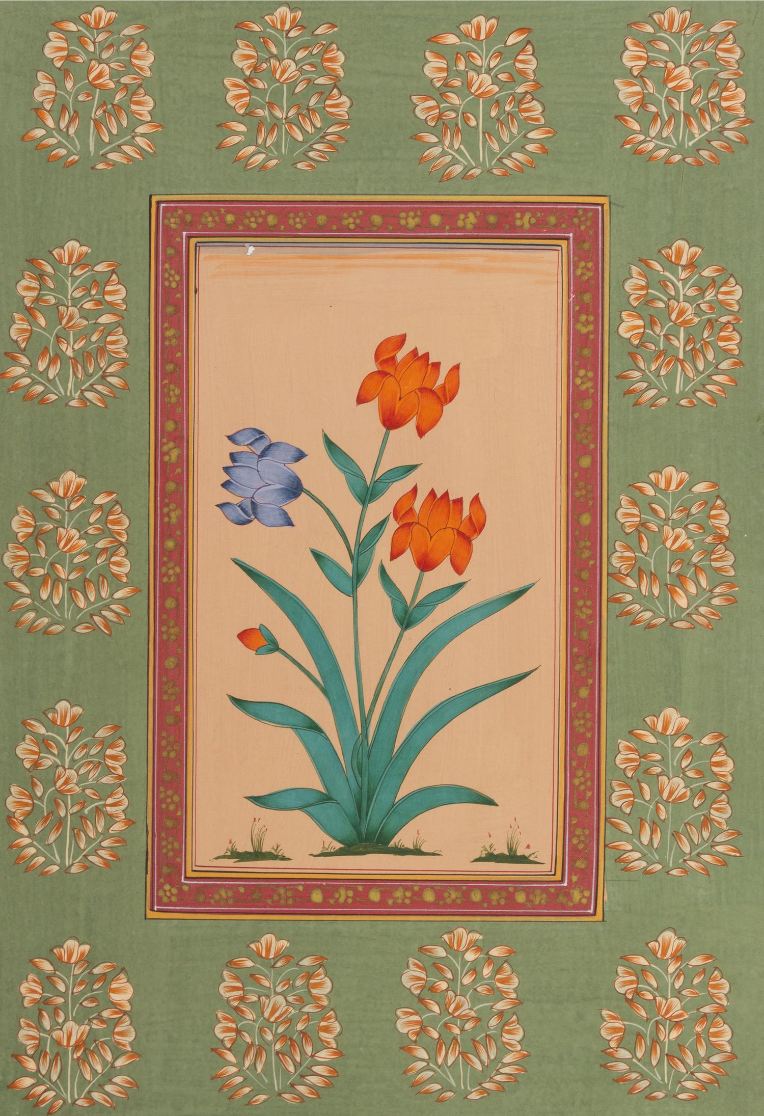 A Group of Four Illuminated Manuscripts Height of each 13 x width 8 3/4 inches.