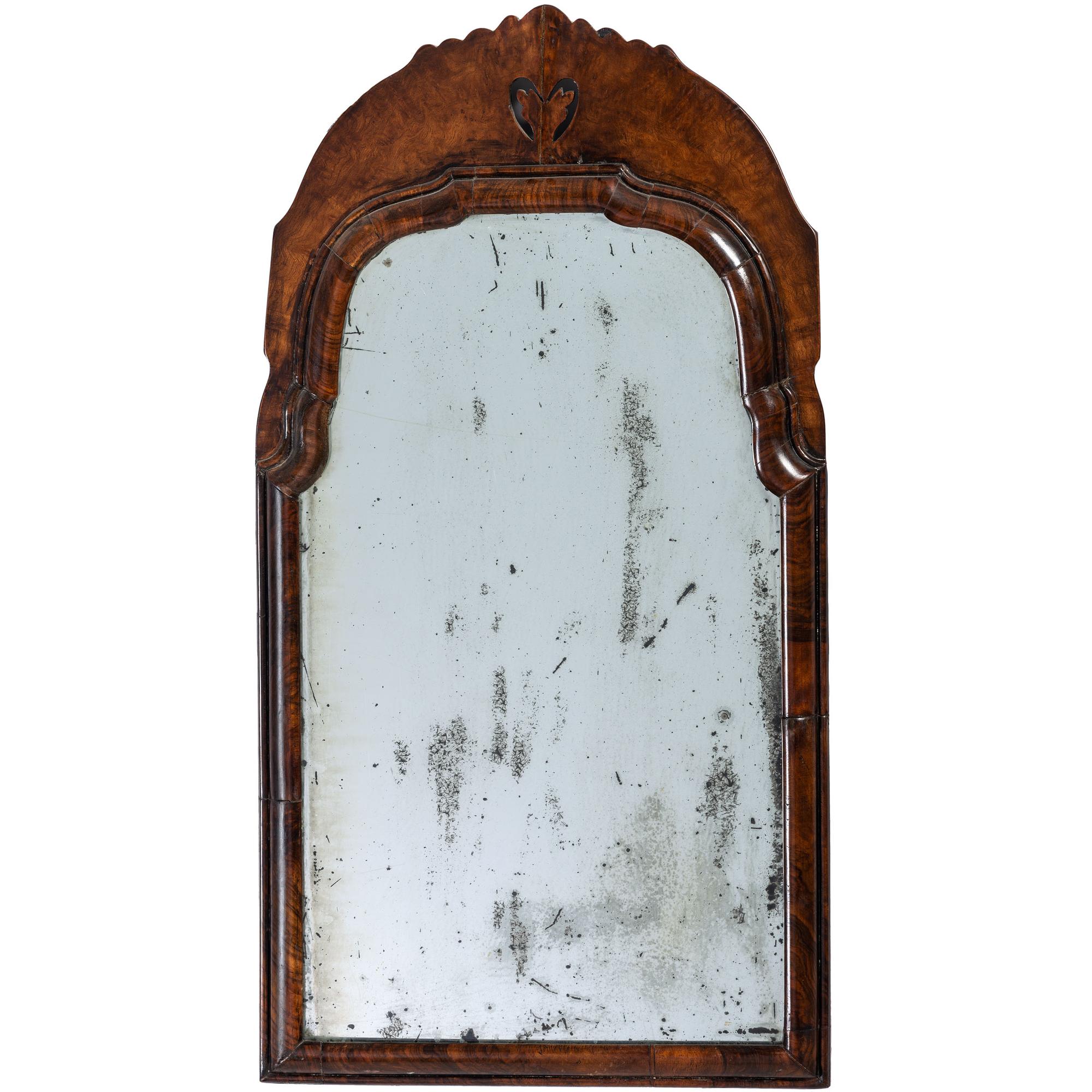 A Queen Anne Pierced Elmwood Looking Glass