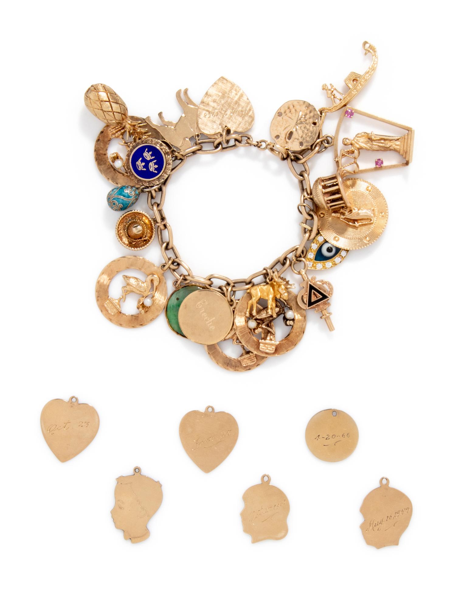 YELLOW GOLD CHARM BRACELET