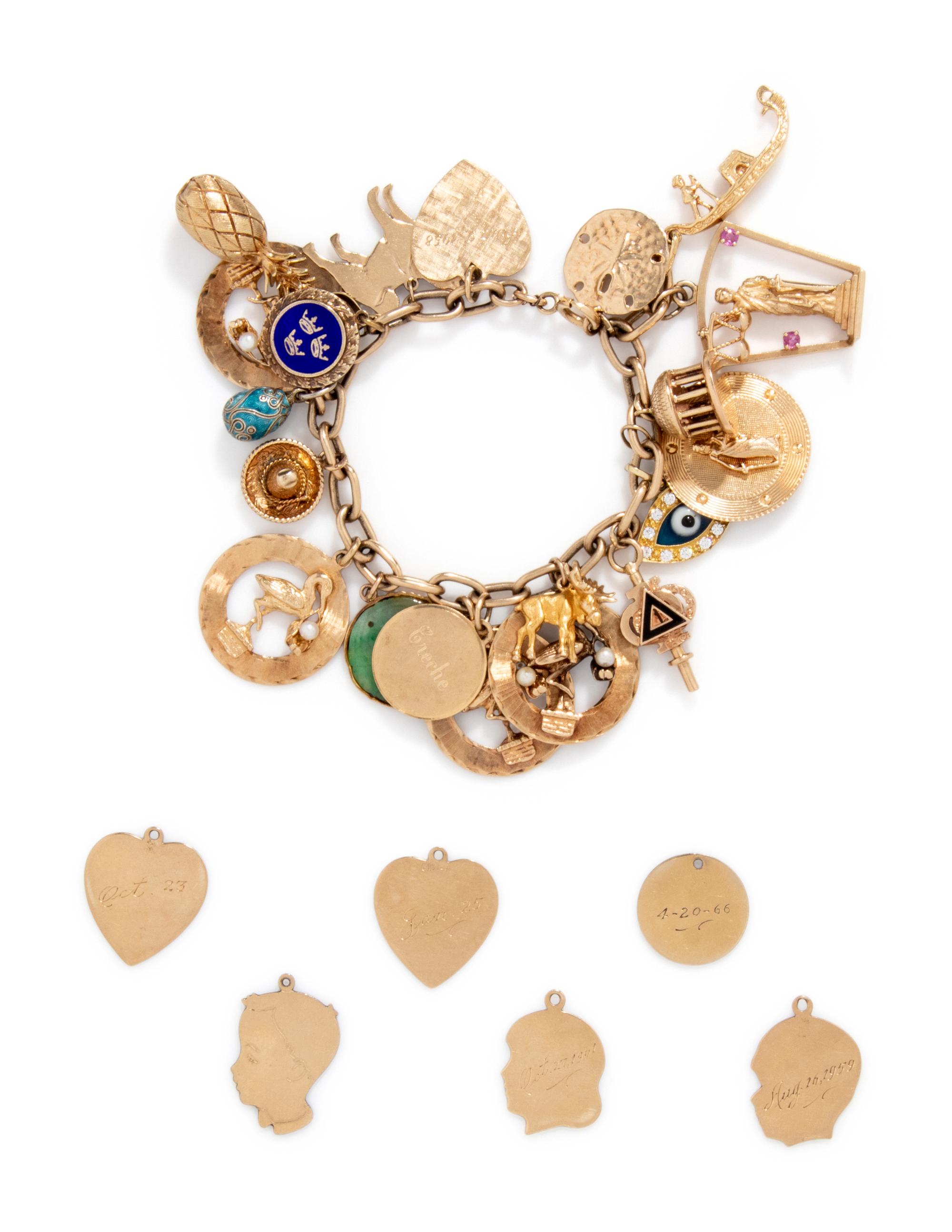 YELLOW GOLD CHARM BRACELET
