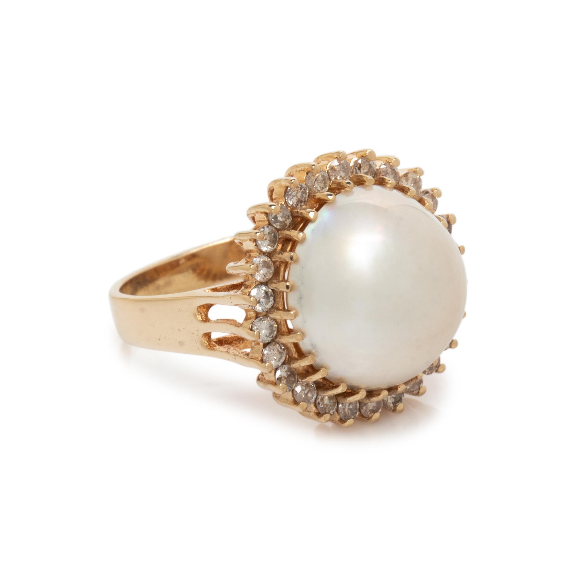 MABÉ PEARL AND DIAMOND RING