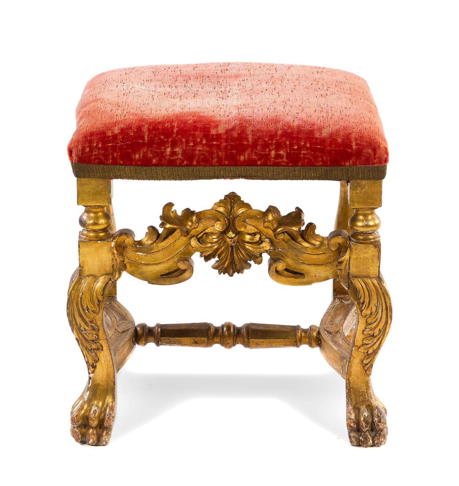 A Continental Giltwood Bench Height 21 x width 18 1/2 x depth 16 inches. — 19TH CENTURY