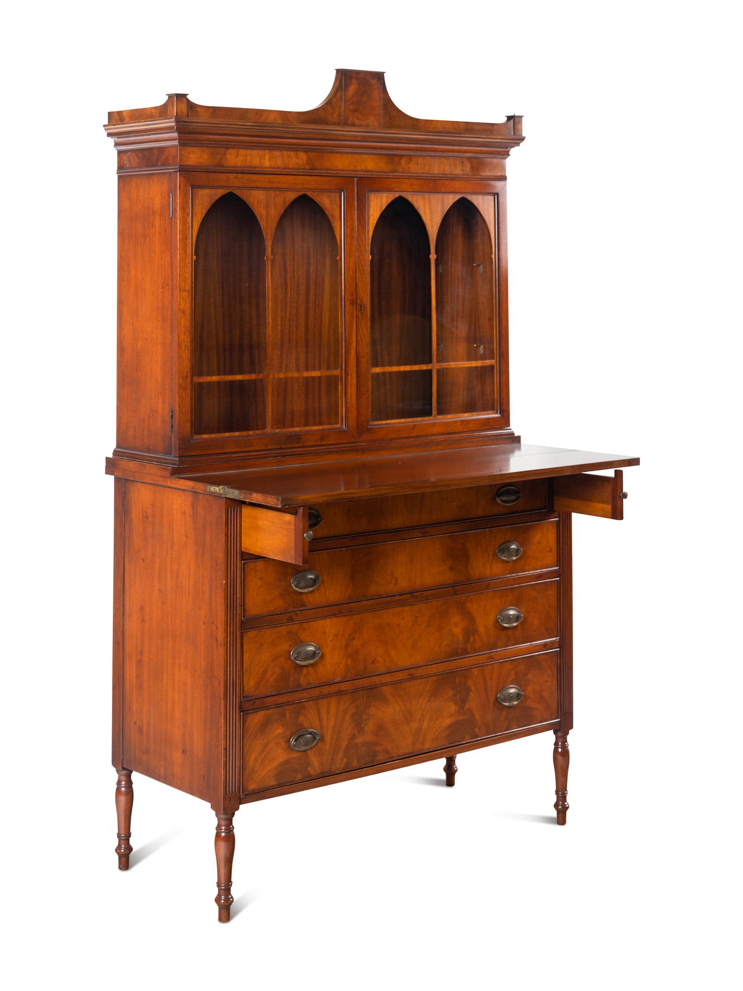 A Federal Style Mahogany Bureau Bookcase