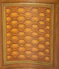 A Louis XVI Style Gilt Bronze Mounted Kingwood and Marquetry Marble-Top Commode