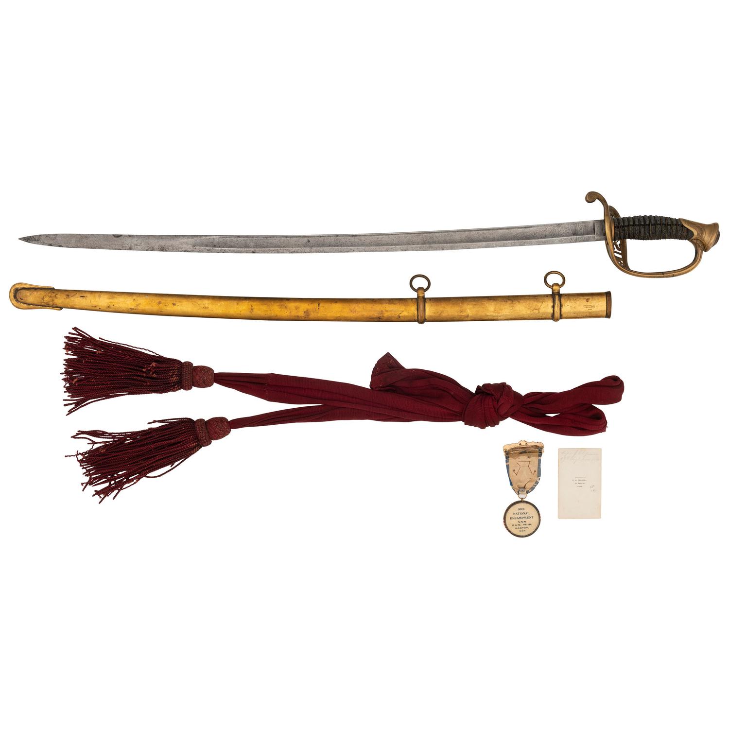 Ames Model 1850 Staff and Field Officers Sword Presented to Capt John Chipman 59th Mass - POW and WIA, with Sash, CDV and GAR Button