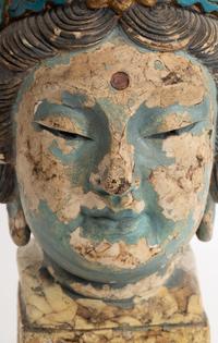 A Tibetan Polychrome Decorated Temple Carving