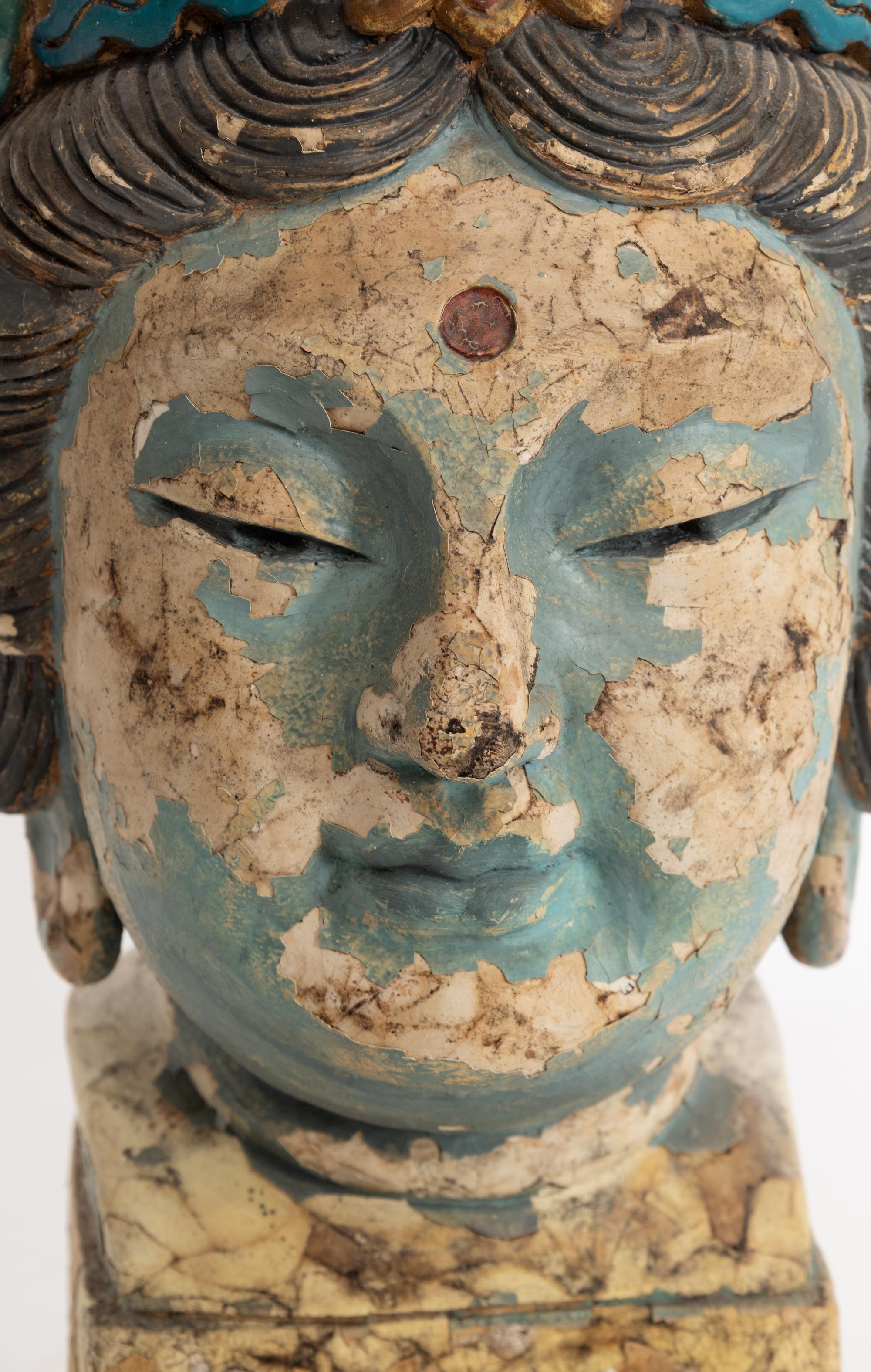 A Tibetan Polychrome Decorated Temple Carving