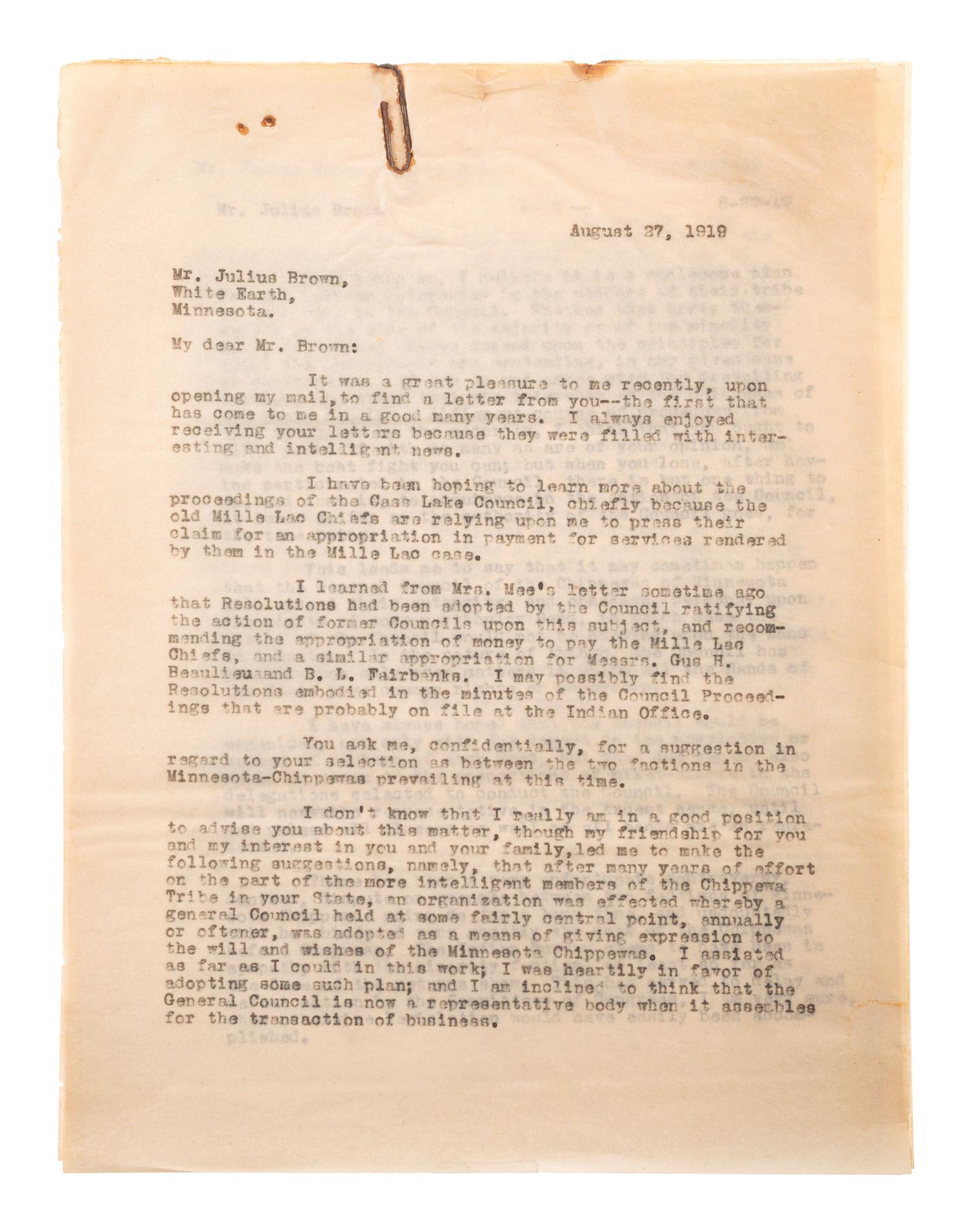 [NATIVE AMERICANS]. A group of documents related to the Sioux, Chippewa, and Cherokee Indians, ca first quarter 20th century.