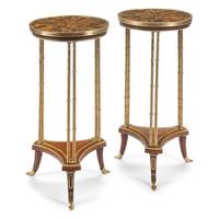 A Pair of Neoclassical Style Gilt Bronze and Tiger's Eye Tables
