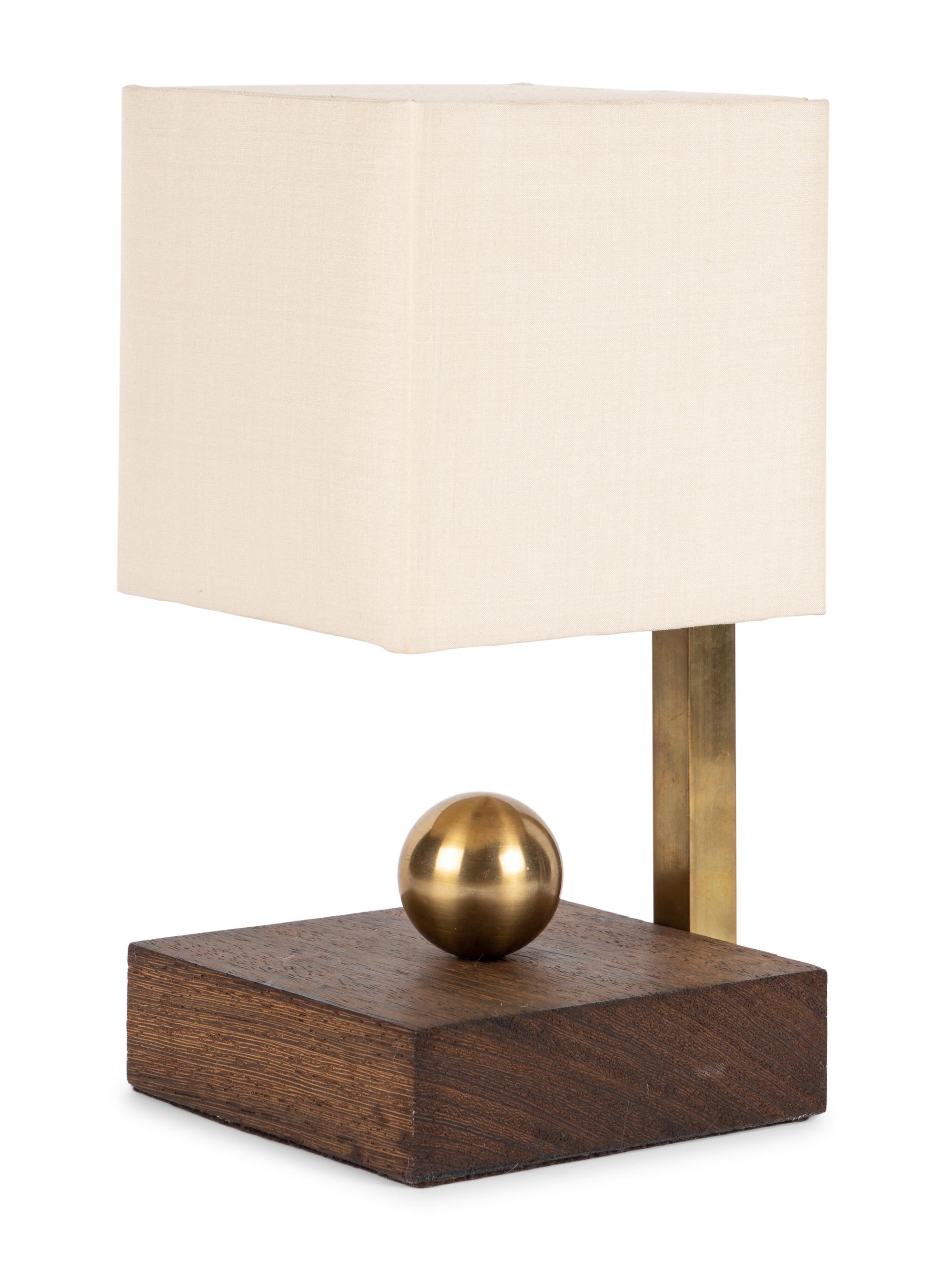 A Contemporary Brass and Hardwood Desk Lamp