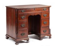 A Georgian Style Kneehole Desk Height 30 x width 36 1/2 x depth 21 inches. — 19TH CENTURY