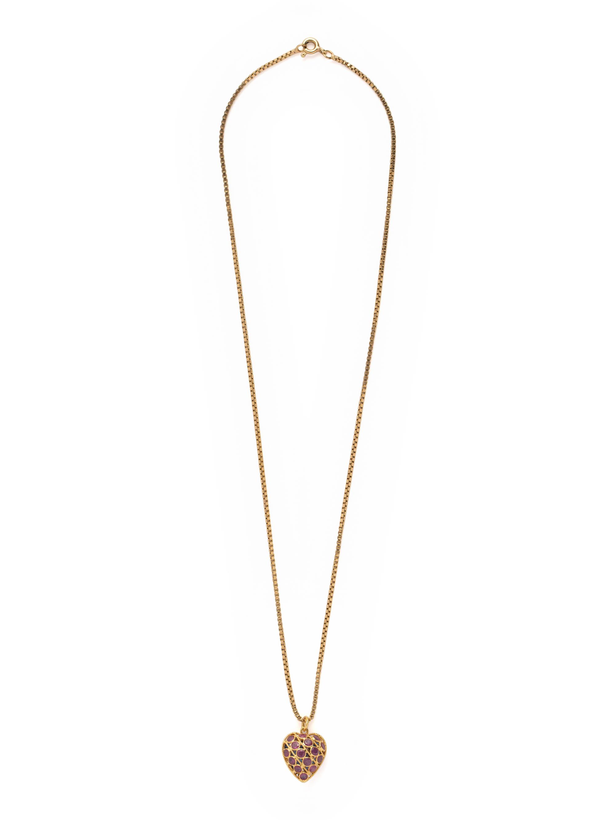 REVERSIBLE YELLOW GOLD, RUBY AND SAPPHIRE HEART PENDANT/NECKLACE