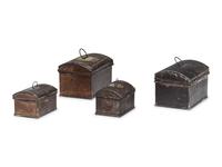 Four Miniature Polychrome Painted Tole Boxes