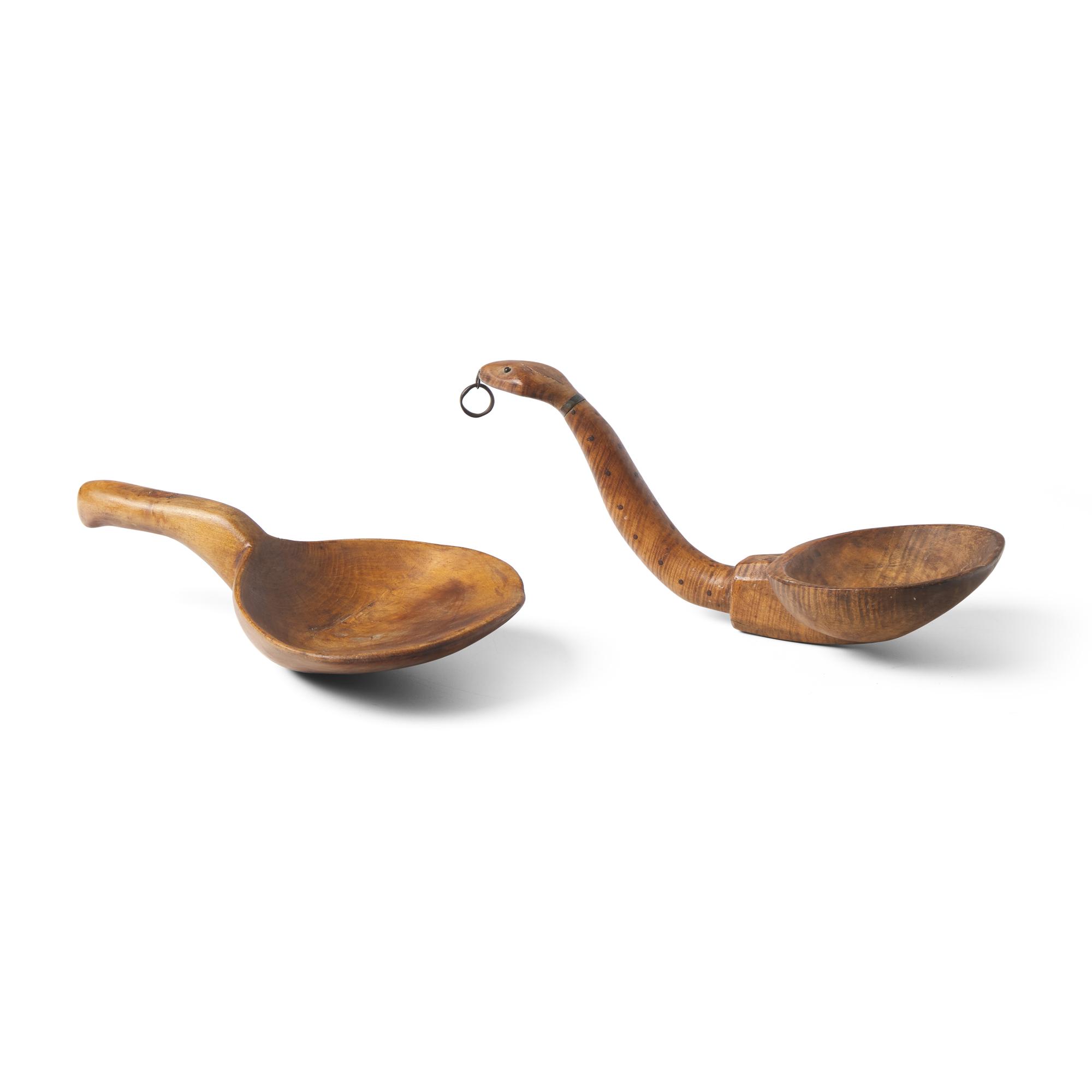 Two Carved and Figured Maple Scoops