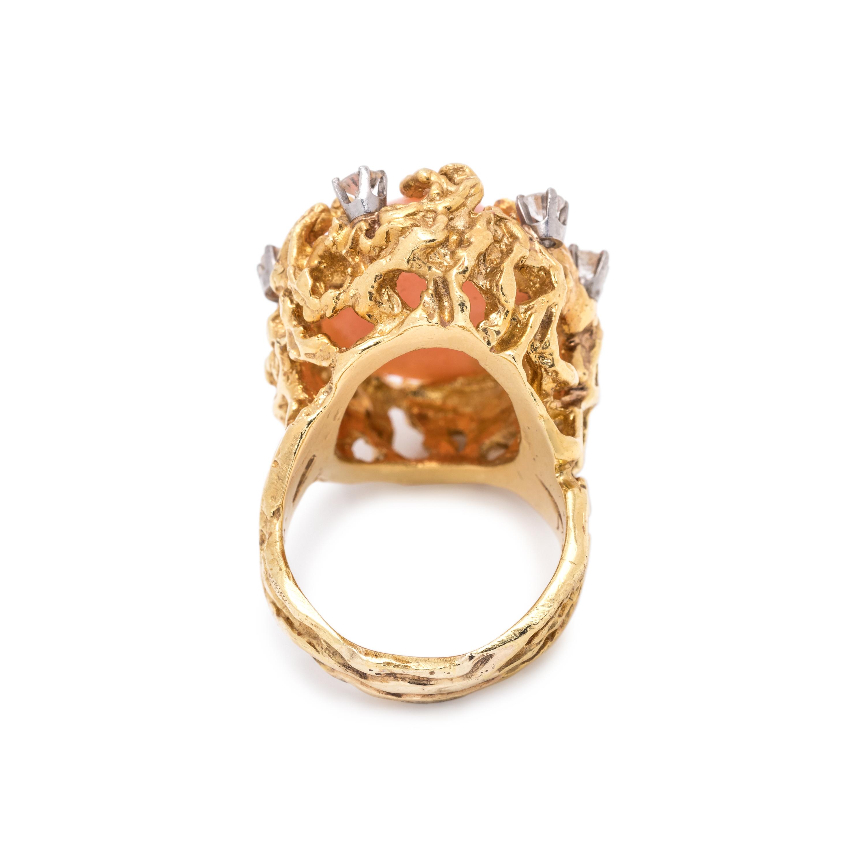 CORAL AND DIAMOND RING