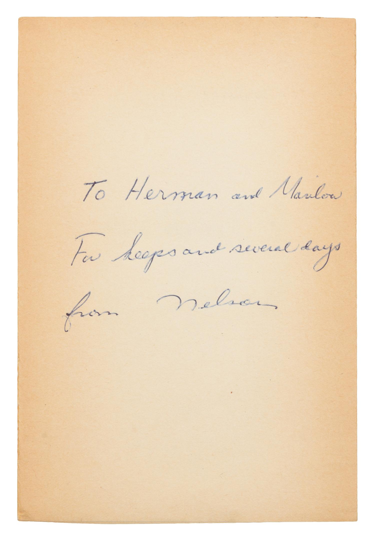 ALGREN, Nelson (1909-1981). - Two foreign-language editions Algren's A Walk on the Wild Side, INSCRIBED OR SIGNED BY ALGREN.