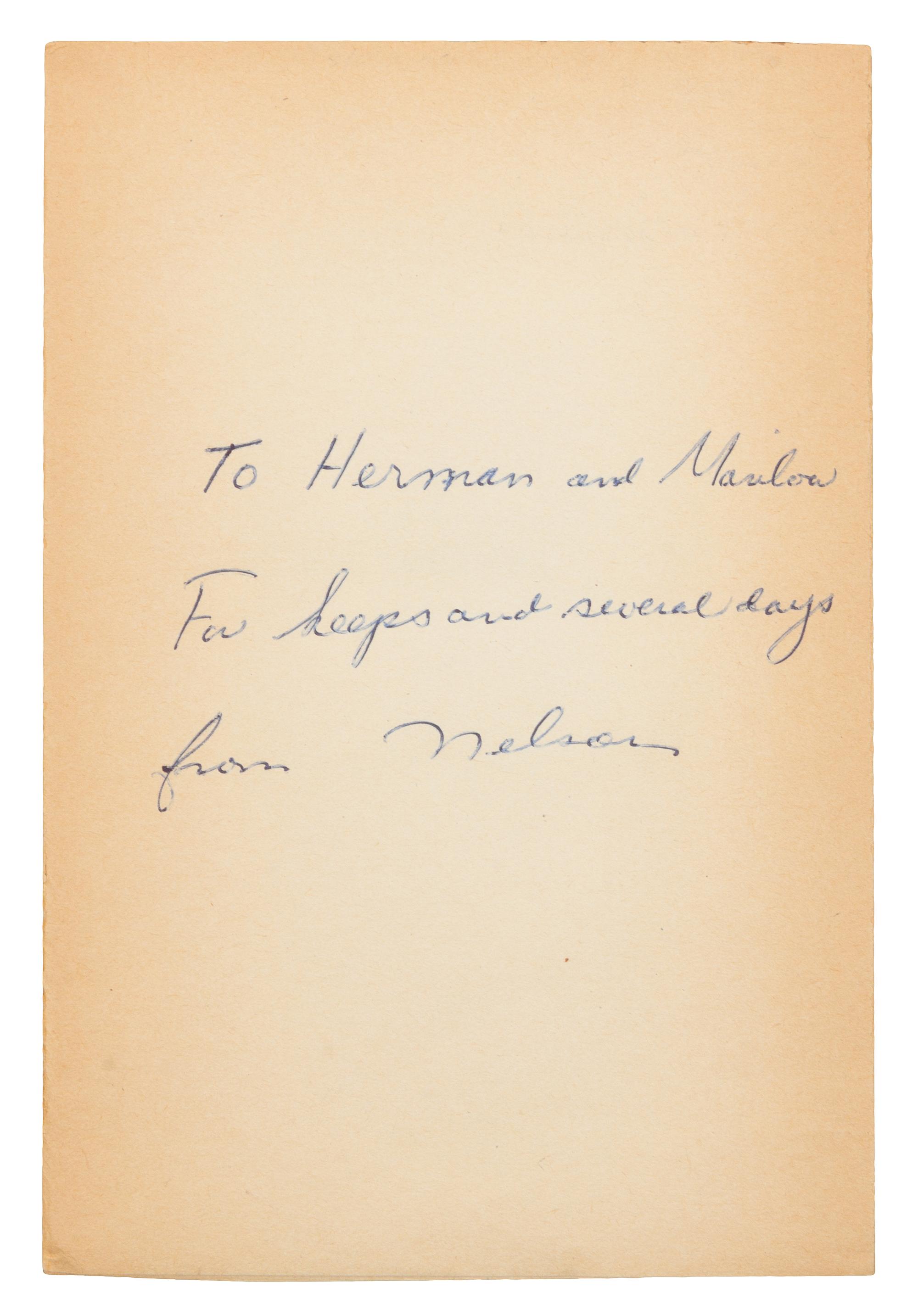 ALGREN, Nelson (1909-1981). - Two foreign-language editions Algren's A Walk on the Wild Side, INSCRIBED OR SIGNED BY ALGREN.