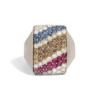 WHITE GOLD AND MULTIGEM RING