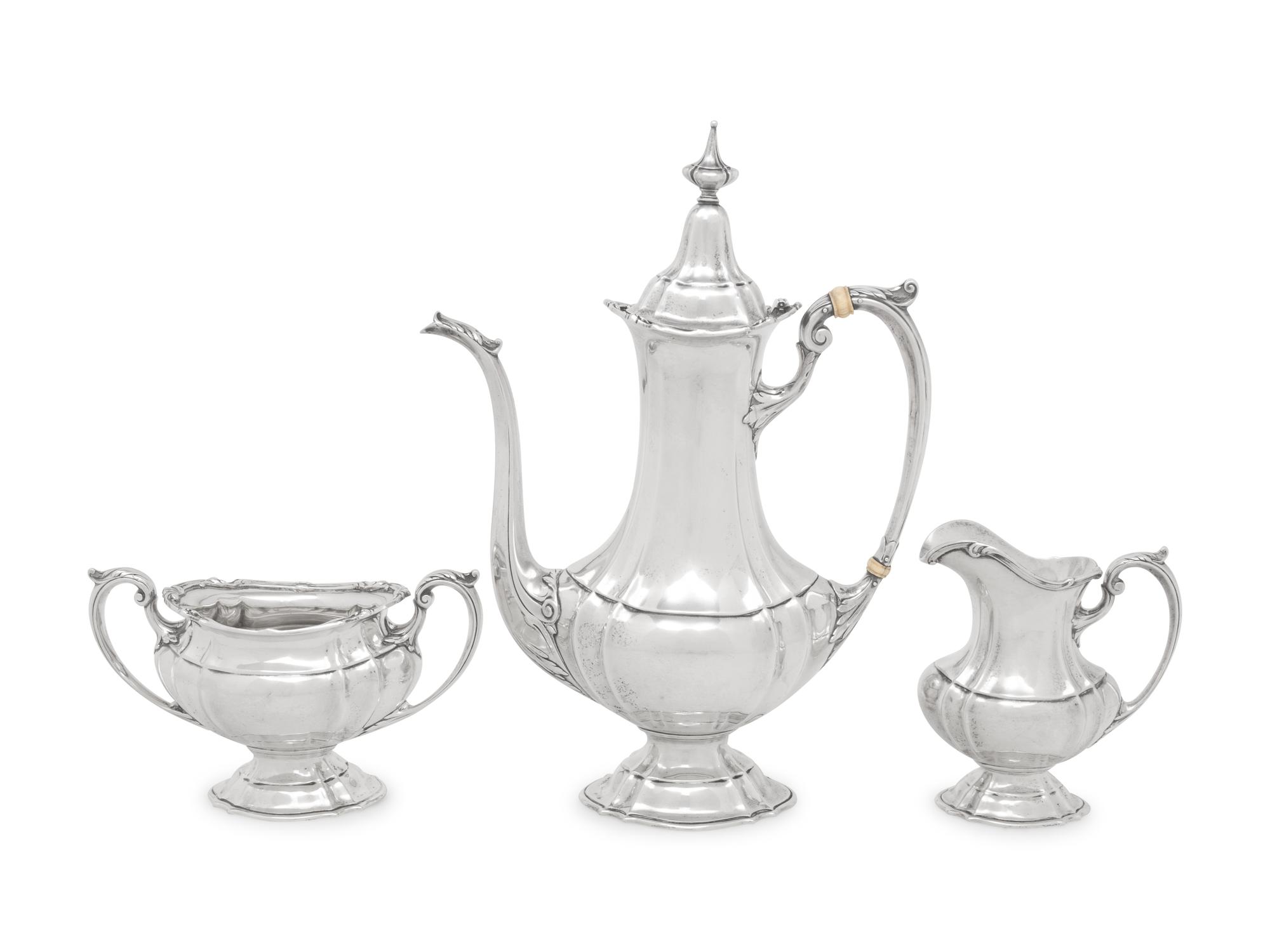 An American Silver Three-Piece Coffee Service