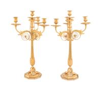 A Pair of George III Gilt Bronze Four-Light Candelabra