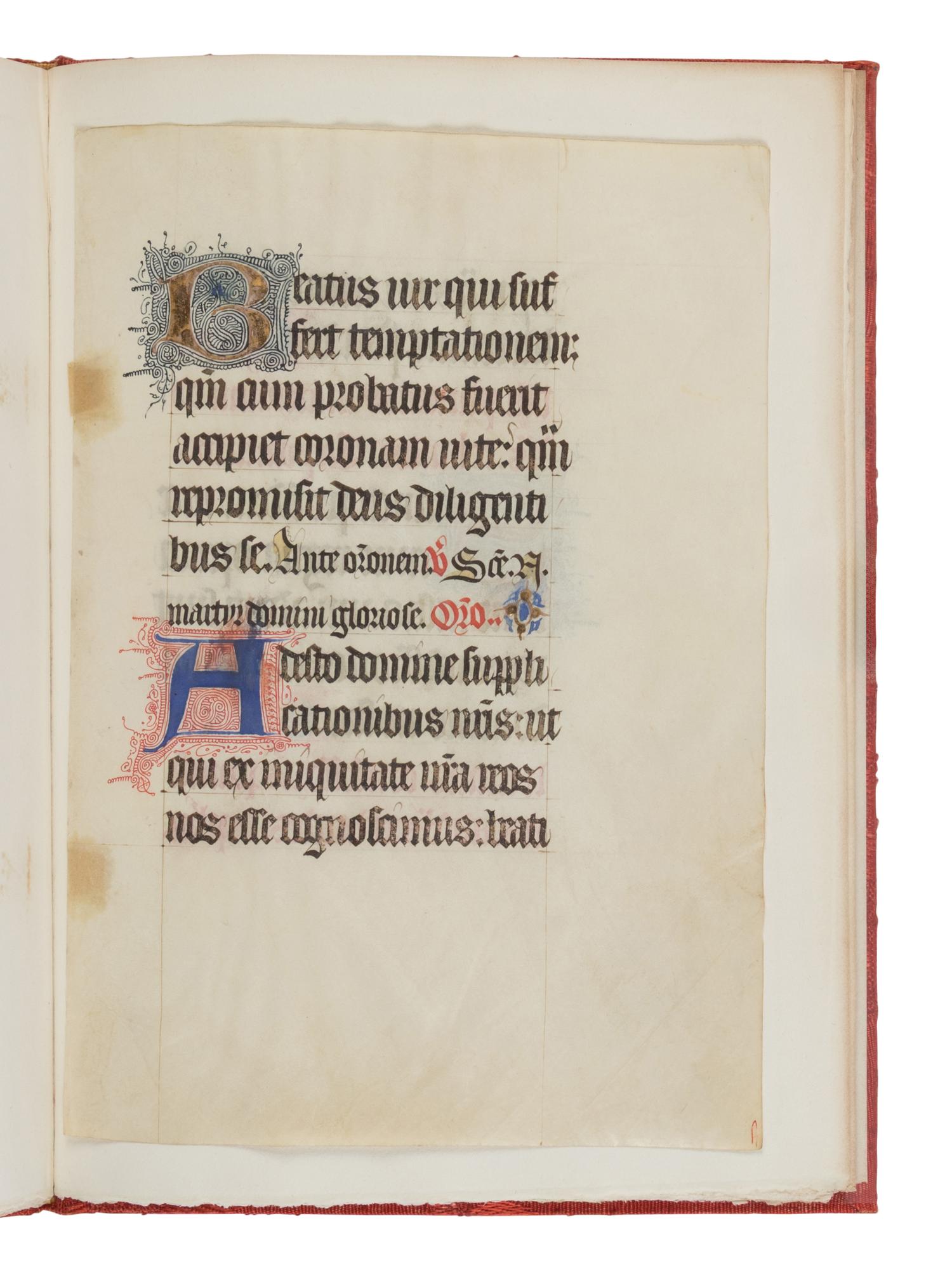 [LEAF BOOK - GRABHORN PRESS]. SCHULZ, H.C. The Gothic Script of the Middle Ages...Together with an original leaf from a Gothic Manuscript Collectar. San Francisco: David Magee at the Grabhorn Press, 1939.