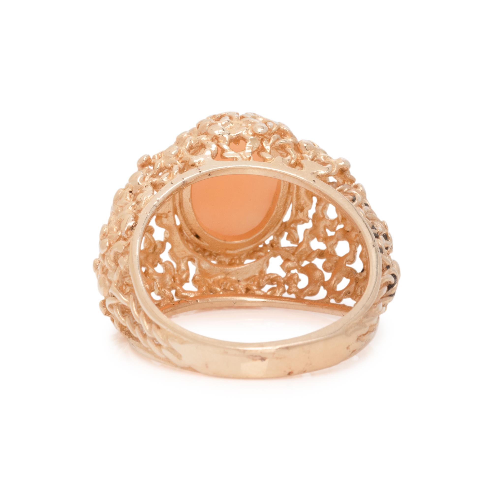 ANGEL SKIN CORAL RING AND CLIP EARRINGS