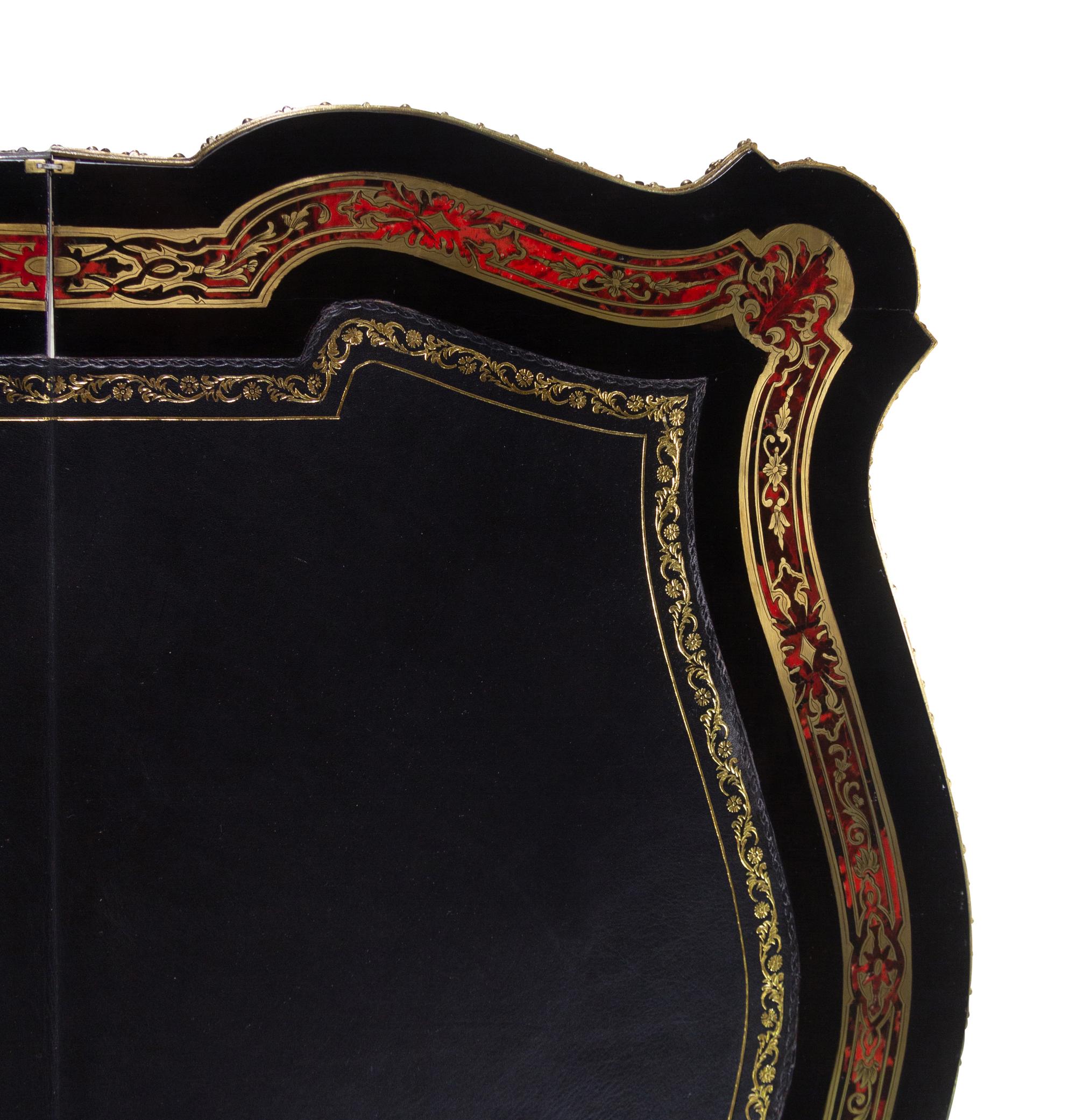 A Napoleon III Style Gilt Bronze Mounted Boulle Marquetry Flip-Top Table