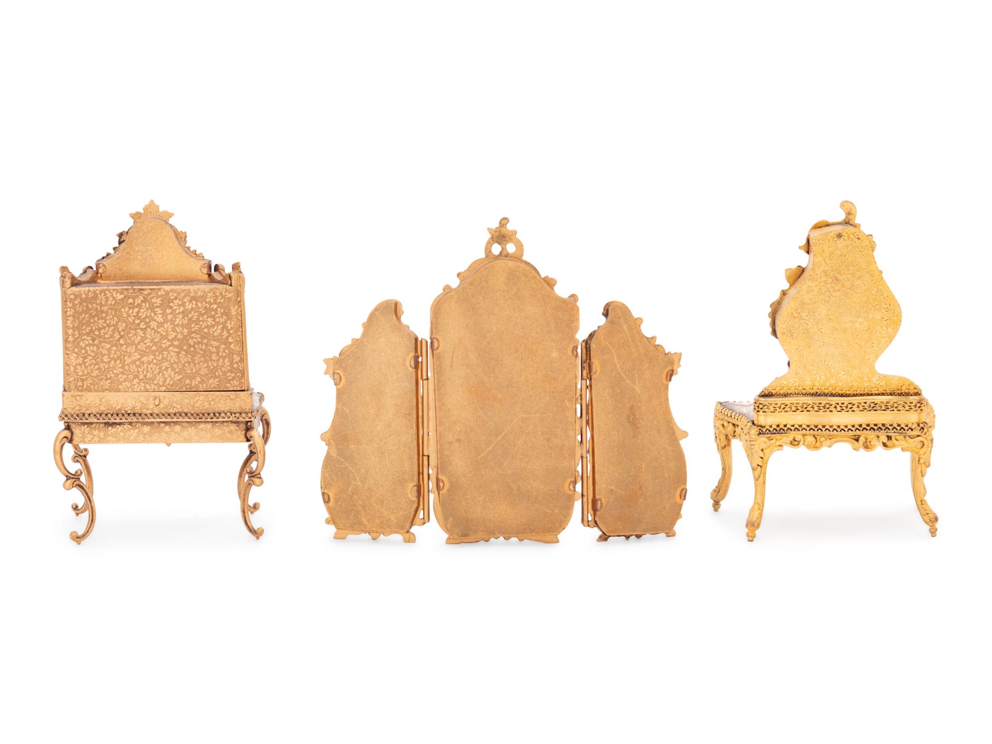 Five Viennese Enameled Miniature Furniture Articles