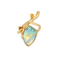 FANCY VIVID YELLOW-ORANGE DIAMOND AND BOULDER OPAL PENDANT