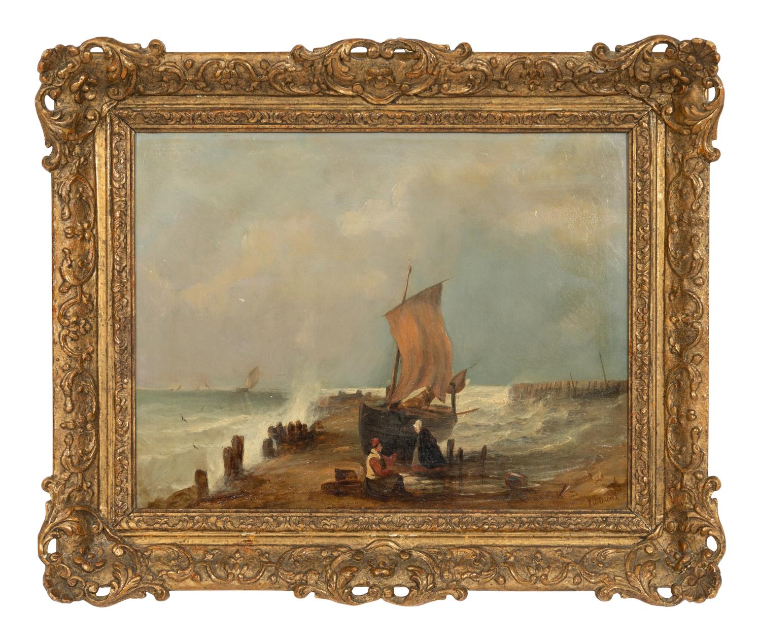 William Chambers (British, 19th Century) — Fisherwomen Chatting by the Seaside