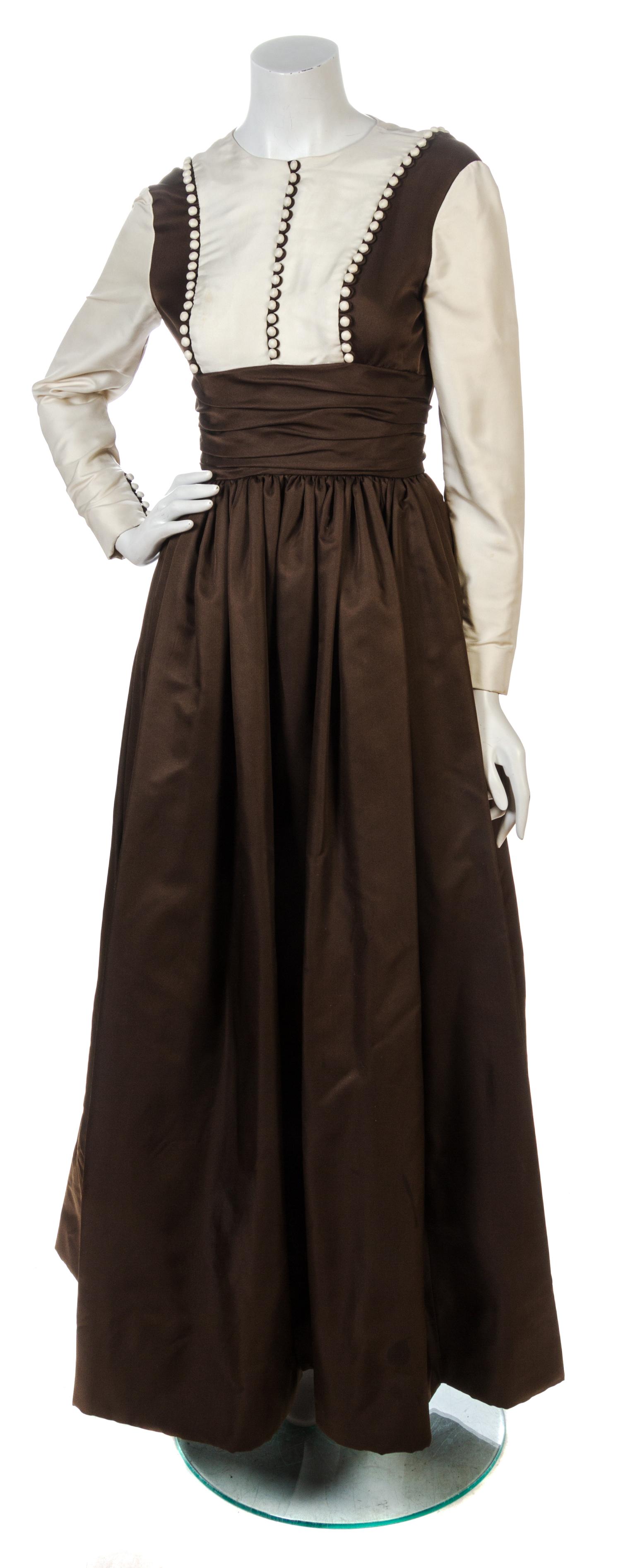 A Geoffrey Beene Ivory and Brown Gown,