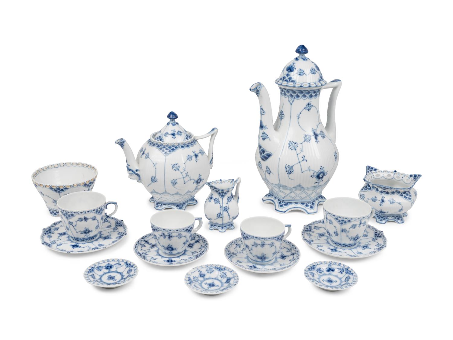 A Royal Copenhagen Blue Fluted Full Lace Porcelain Dinner Service