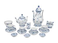 A Royal Copenhagen Blue Fluted Full Lace Porcelain Dinner Service