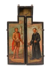 A Continental Painted Altar Triptych