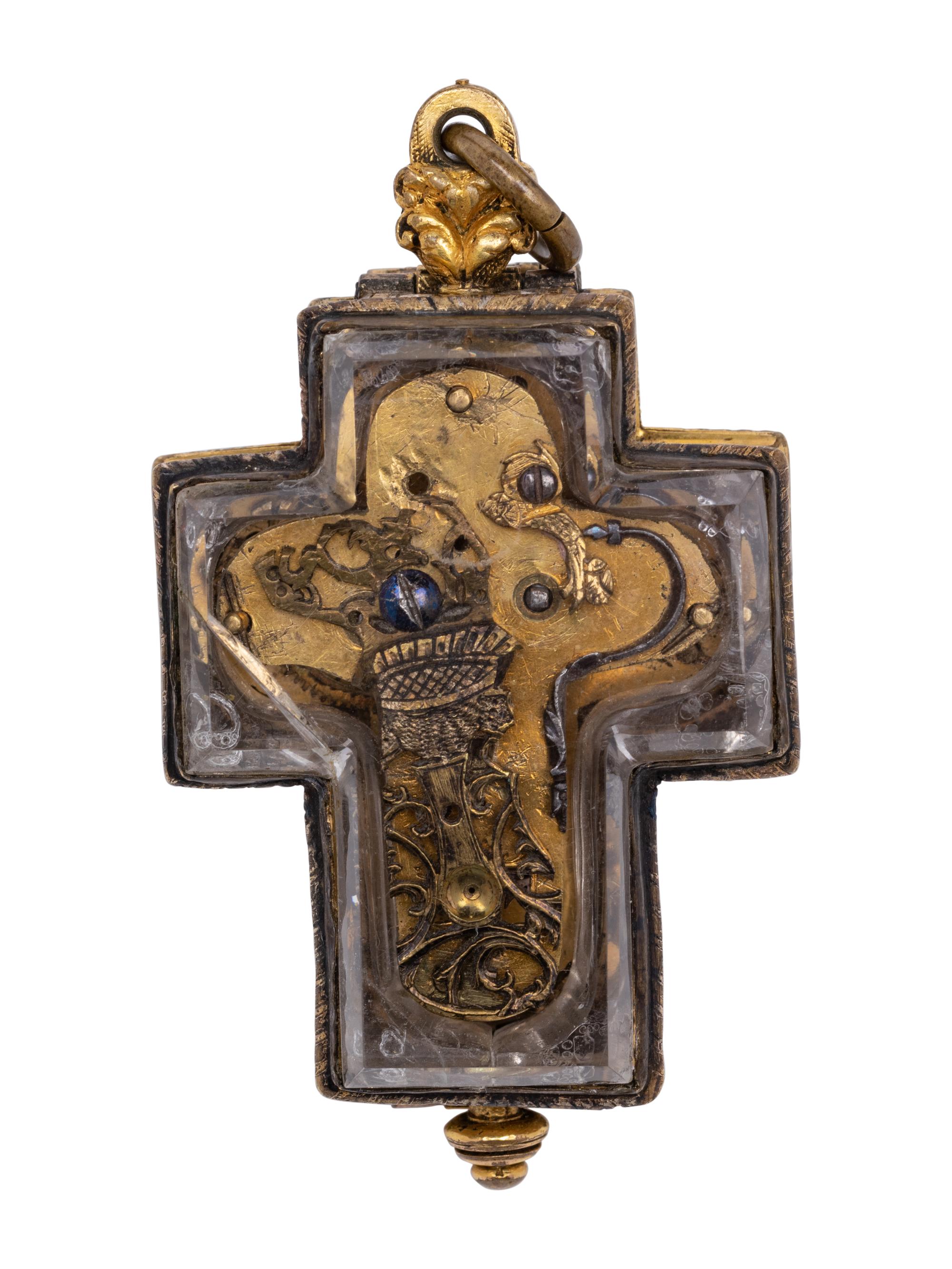 A French Gilt-Bronze Cruciform Pendant Watch