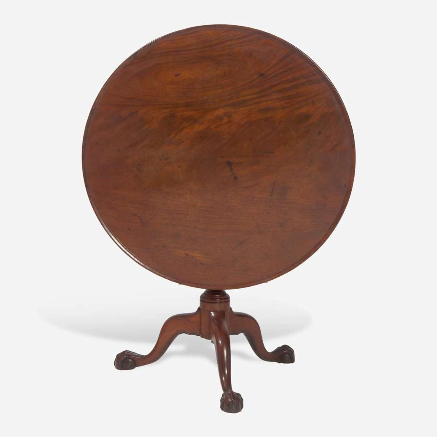 A Chippendale carved walnut tilt-top tea table Labeled George Pickering (active c 1770 to 1784) Philadelphia, PA, circa 1770