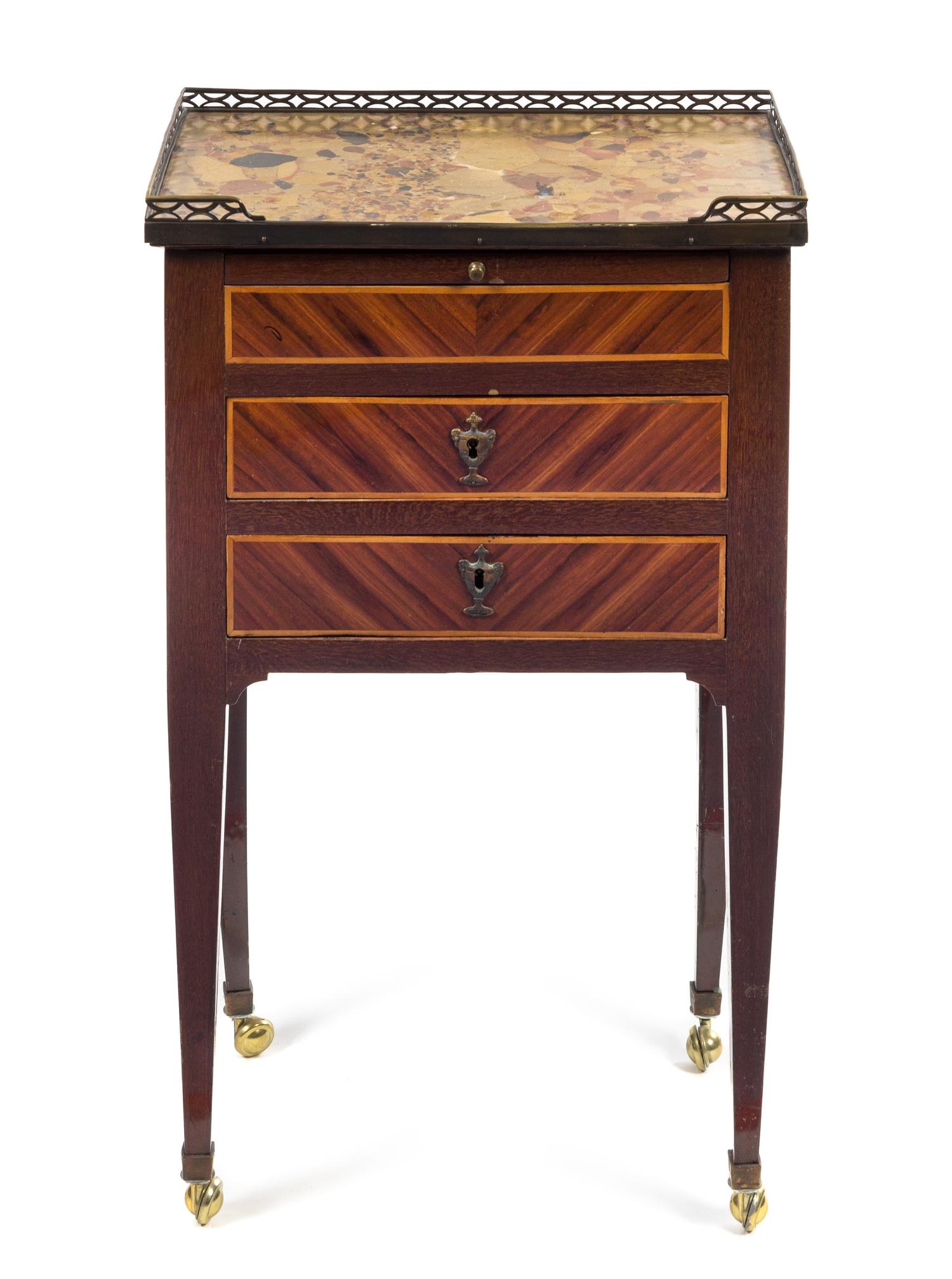 A Louis XV/XVI Transitional Style Table en Chiffonier Height 33 x width 19 x depth 13 inches. — 19TH CENTURY
