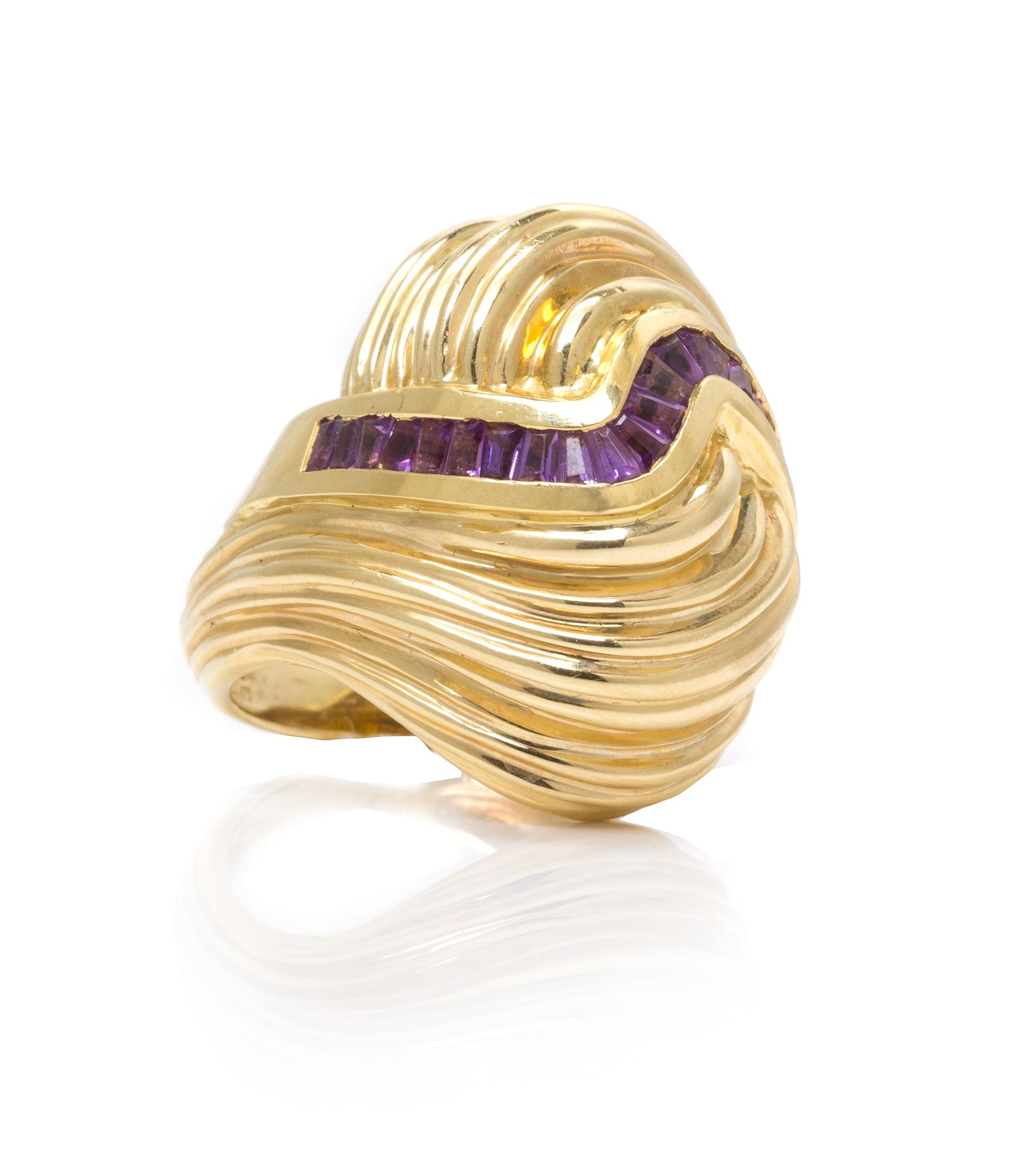 A Collection of Yellow Gold and Amethyst Jewelry, 30.80 dwts.