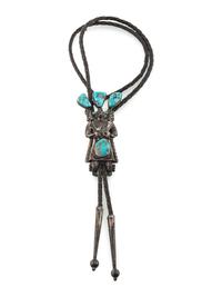 A Navajo Silver and Turquoise Katsina Bolo