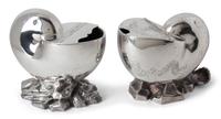 Two English Silver-Plate Nautilus Spoon Warmers — 19TH CENTURY