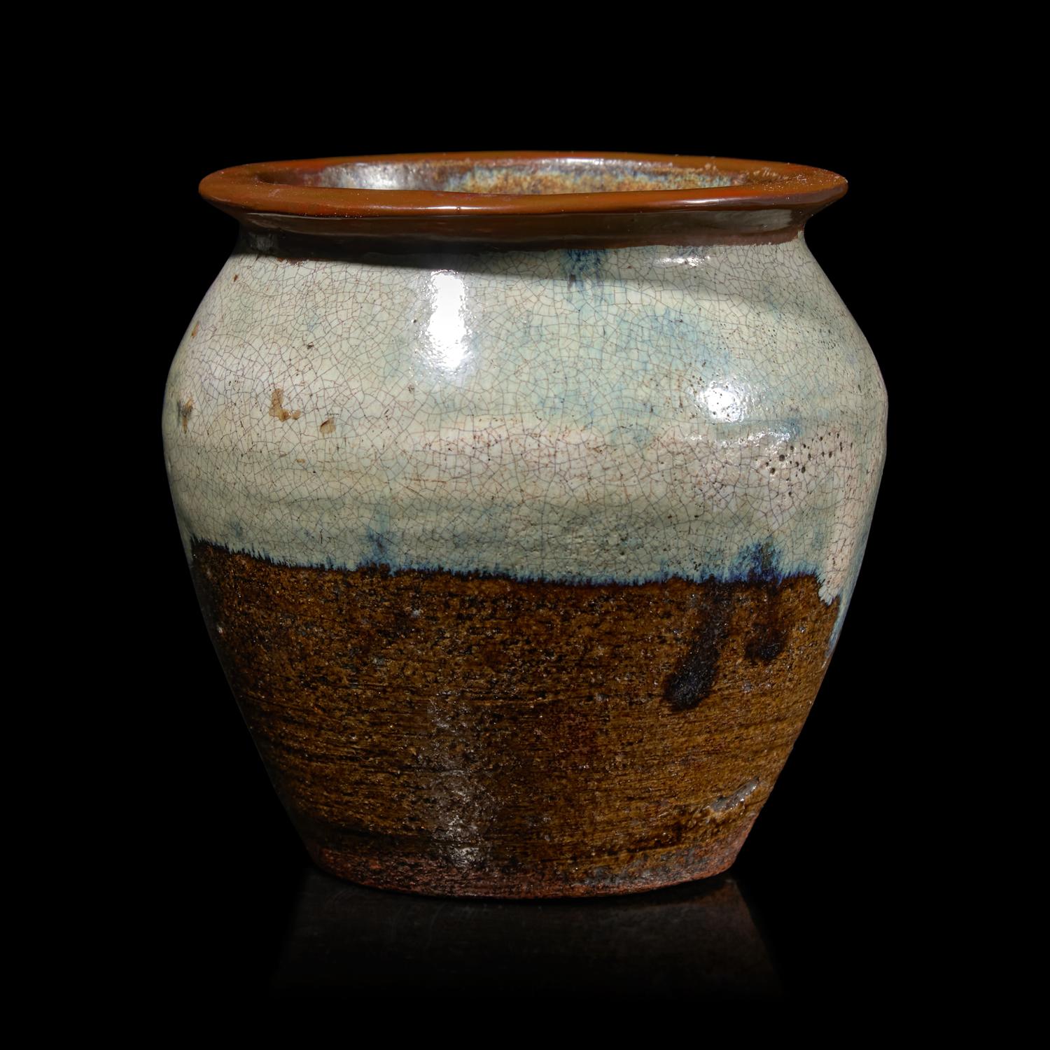 A Small Japanese Phosphatic-Glazed Water Jar Mizusashi, Probably 17th/18th Century