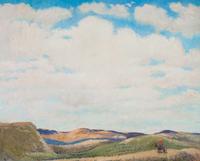 Gustav Goetsch, (American, 1877-1969), Cow Country, 1960