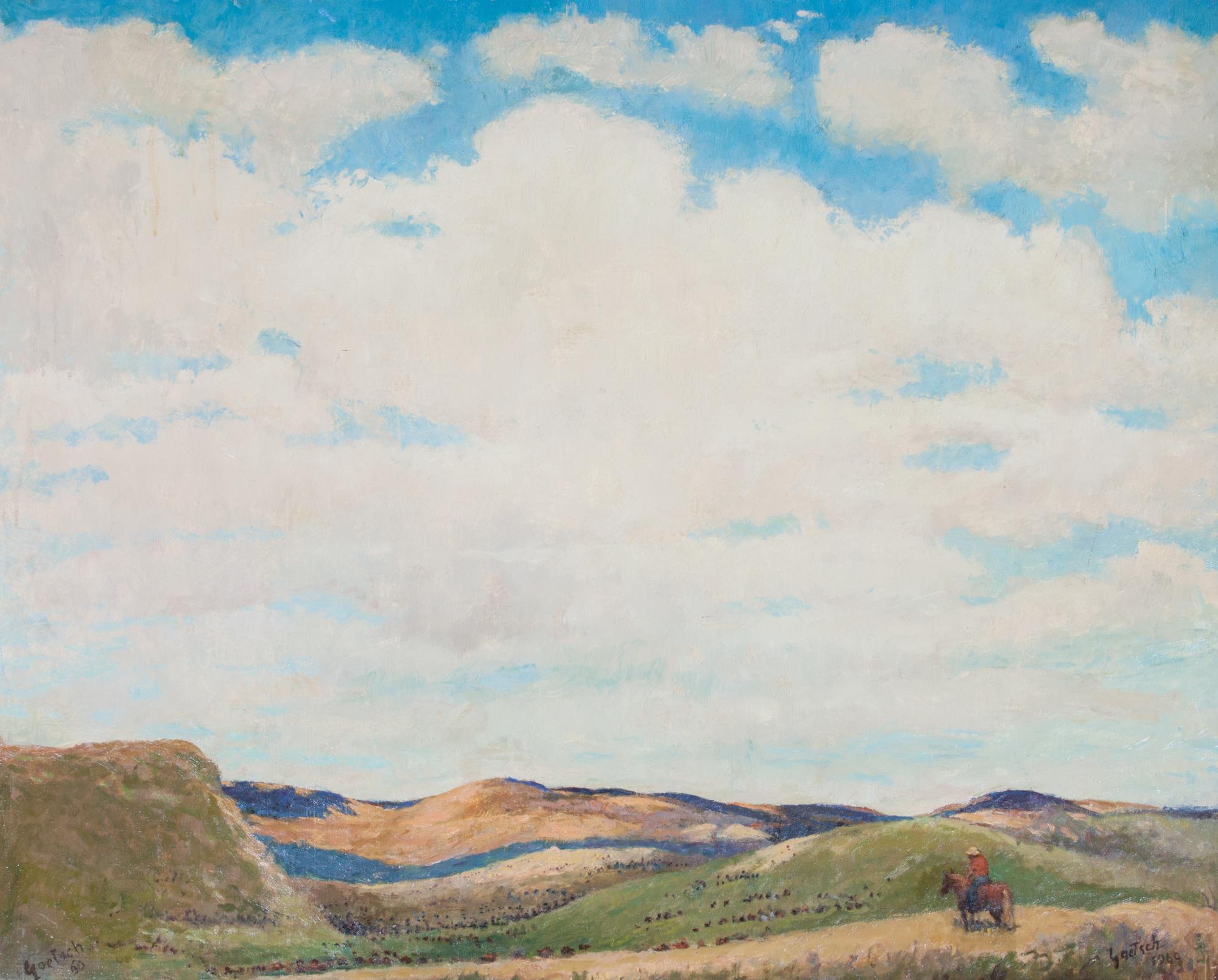Gustav Goetsch, (American, 1877-1969), Cow Country, 1960