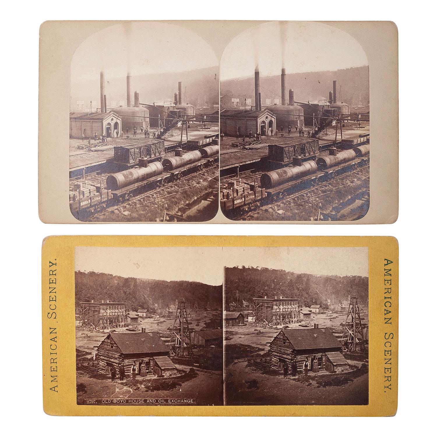 [OIL - CALIFORNIA]. Stereoviews and ephemera related to the early oil industry, especially in California, comprising: