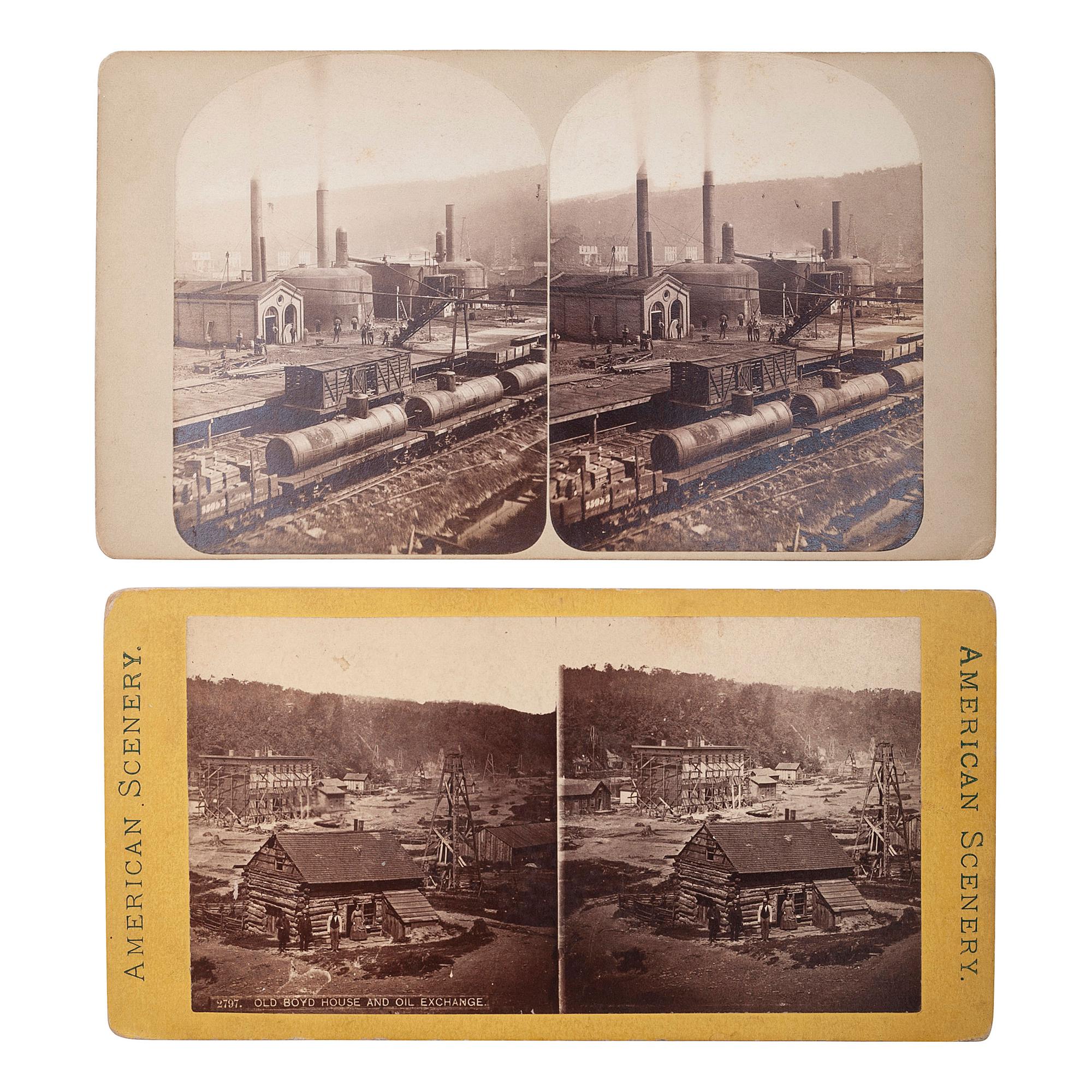 [OIL - CALIFORNIA]. Stereoviews and ephemera related to the early oil industry, especially in California, comprising: